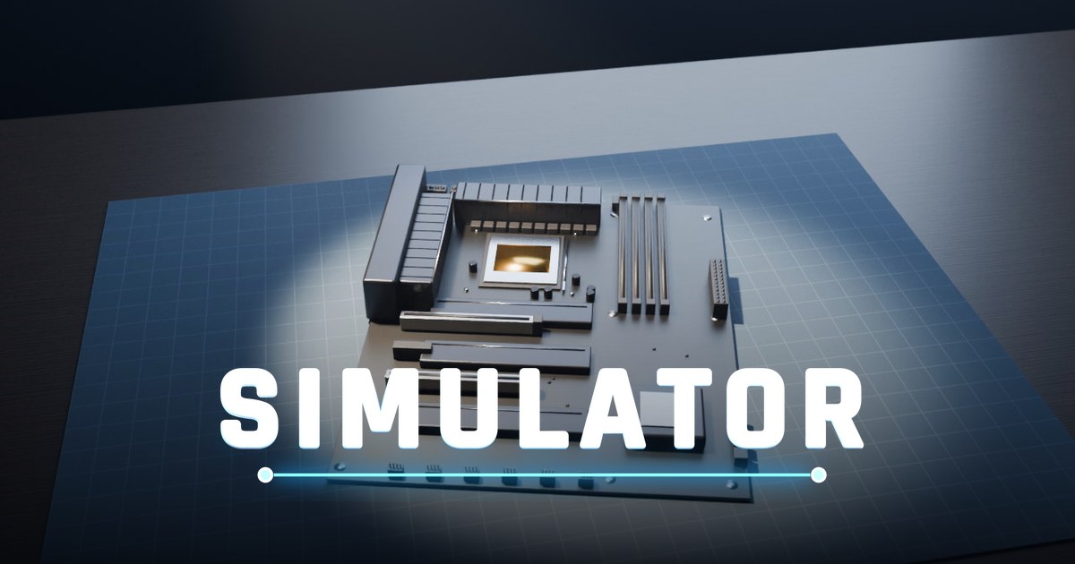 Simulator — a bare motherboard under the workshop lamp